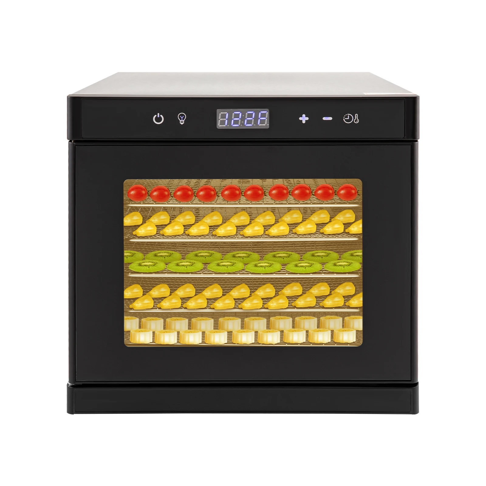 

6 лотков, сушилка для пищевых продуктов, машина из нержавеющей стали, 700 Вт, 110 В, 60 Гц, бытовая сушилка для овощей и фруктов со светодиодным дисплеем для дома