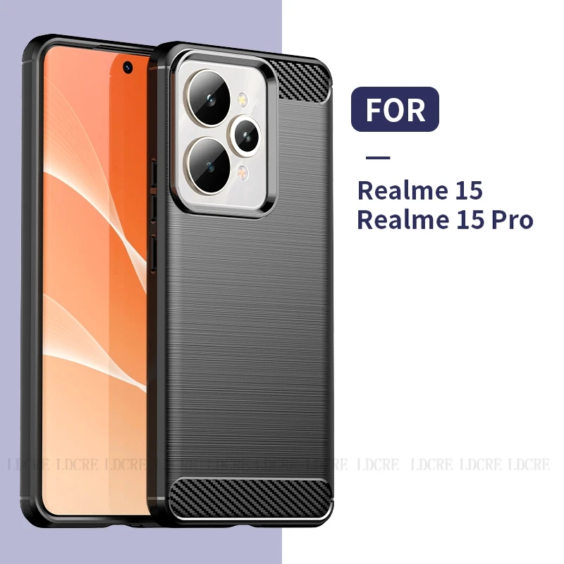 

For Realme 15 Pro Case Cover Realme 15 Capas Carbon Fiber Armor Phone Bumper Shockproof TPU Silicone Fundas OPPO Realme 15 Pro