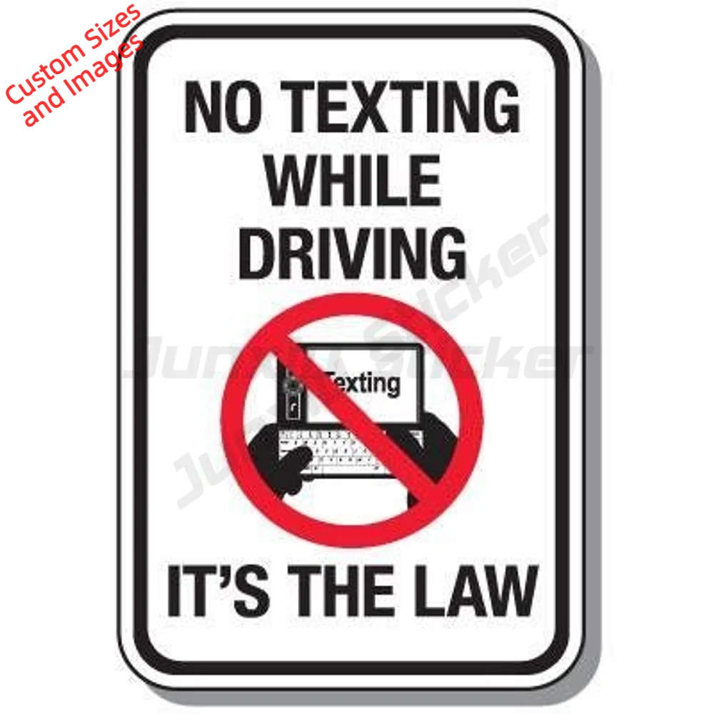 No Texting While Driving PVC Sticker For Gate Entrance And Fence Waterproof UV Resistant Decal Easy To Read Property Notice