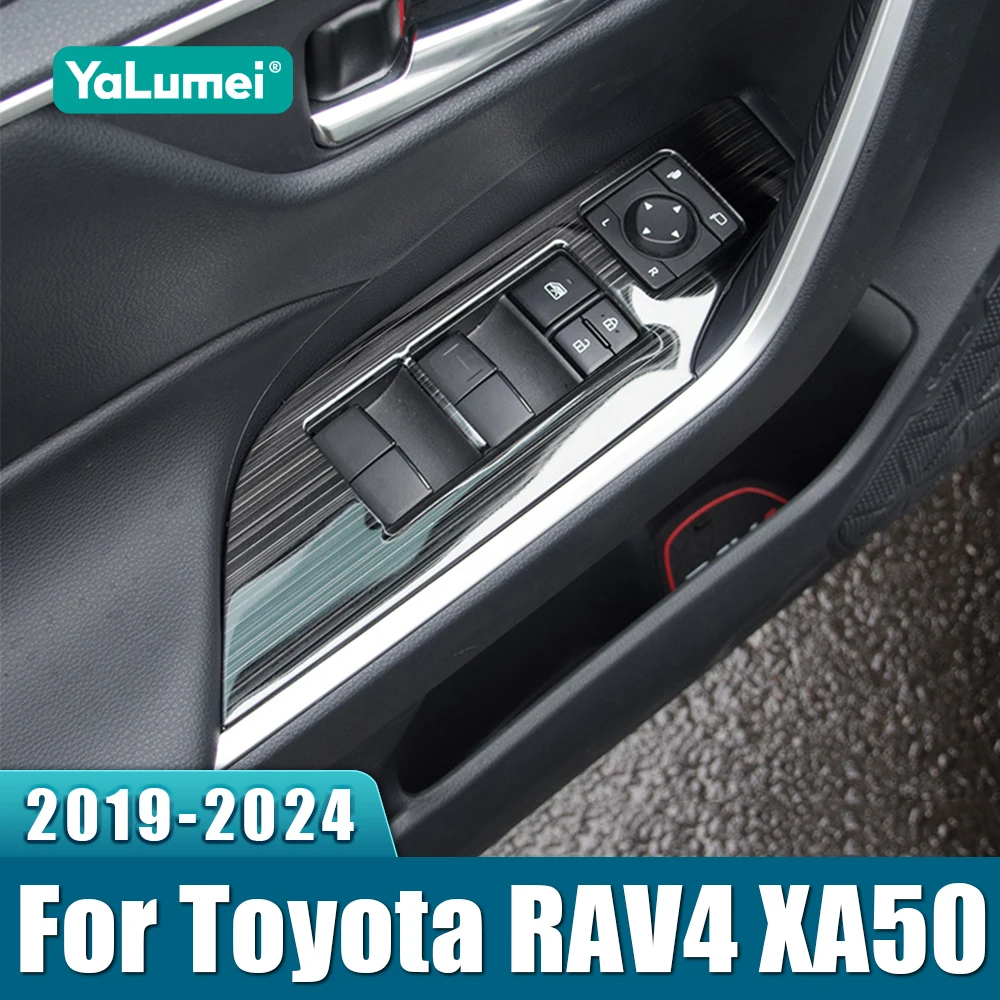 Für Toyota RAV4 XA50 2019-2022 2023 2024 2025 Edelstahl-Autotür-Armlehnenverkleidung Fensterheber-Schalterabdeckungen Zierleisten Aufkleber