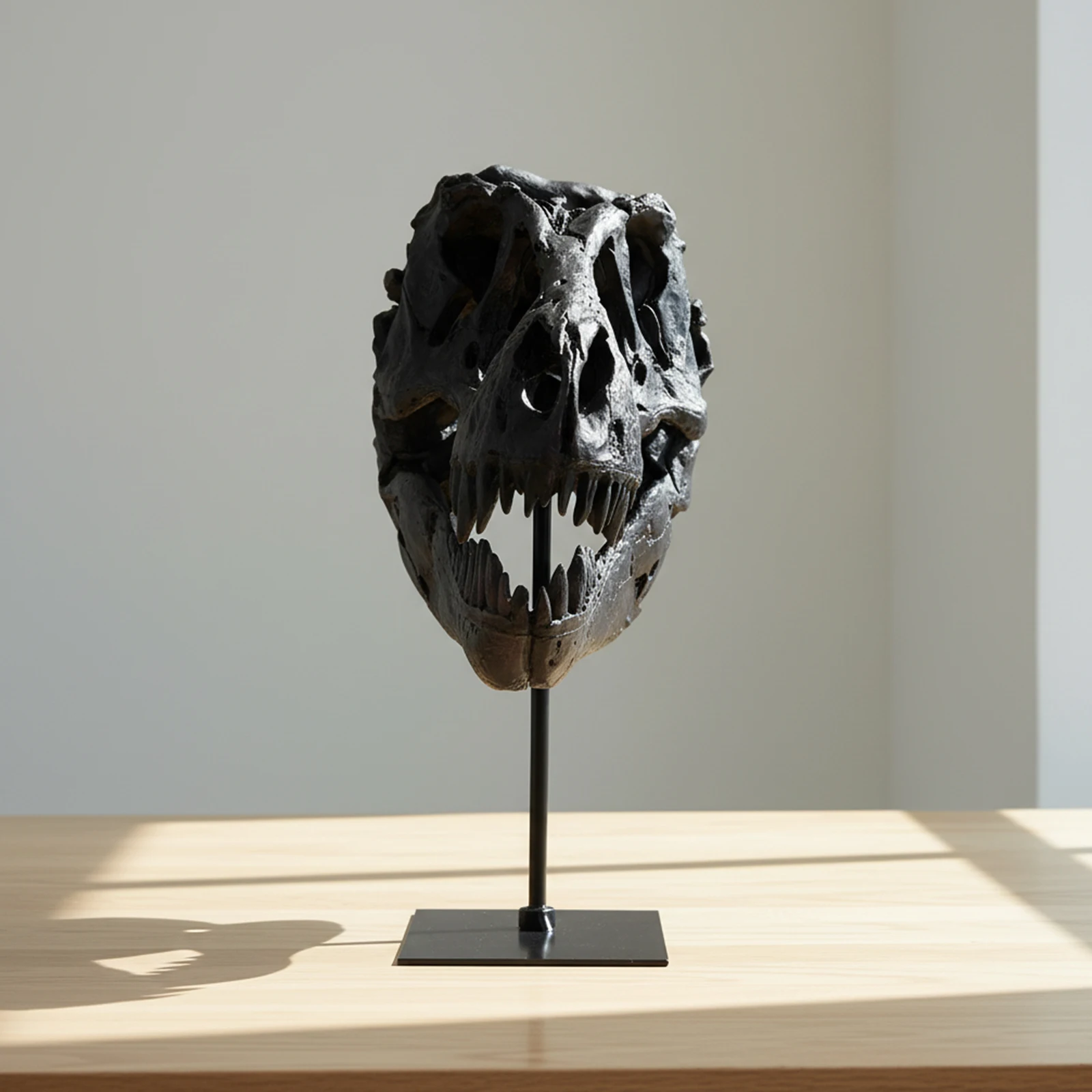 Dinosaur Fossil Figurine Resin Replica Head Sculptures with Bracket Skull Sculptures Home Office Decorations