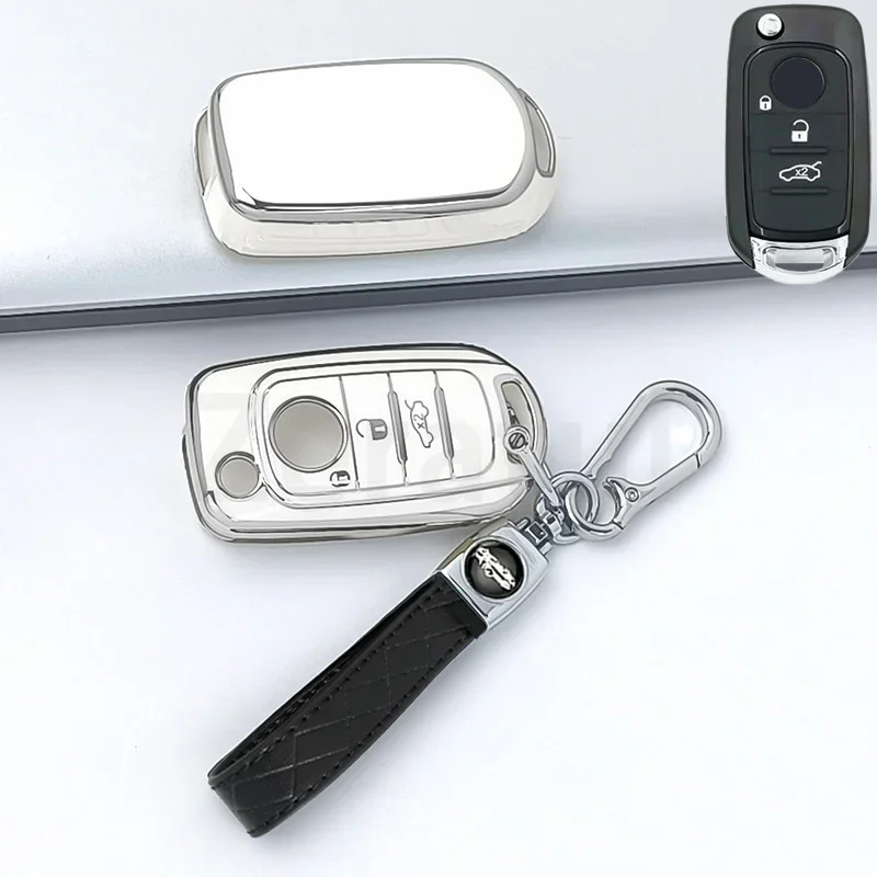 TPU Flip Car Key Case Cover for FIAT 500X Doblo Argo Grazie Tipo Toro Nuovo Freedom Shell Fob Protector Keyless Accessories