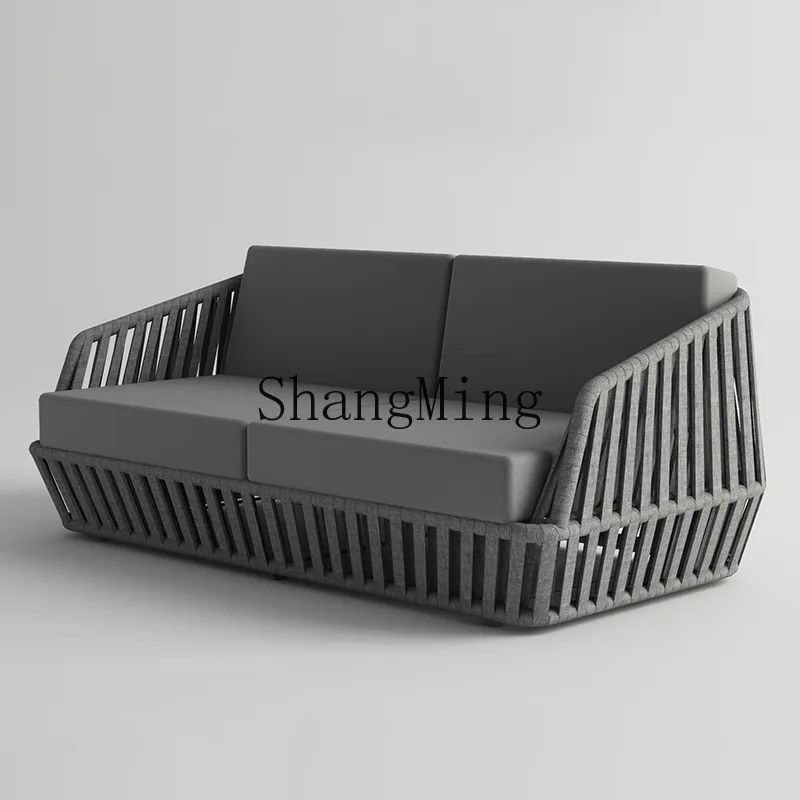 

CL outdoor furniture rattan sofa open-air balcony model room courtyard garden leisure sofa living room rattan sofa