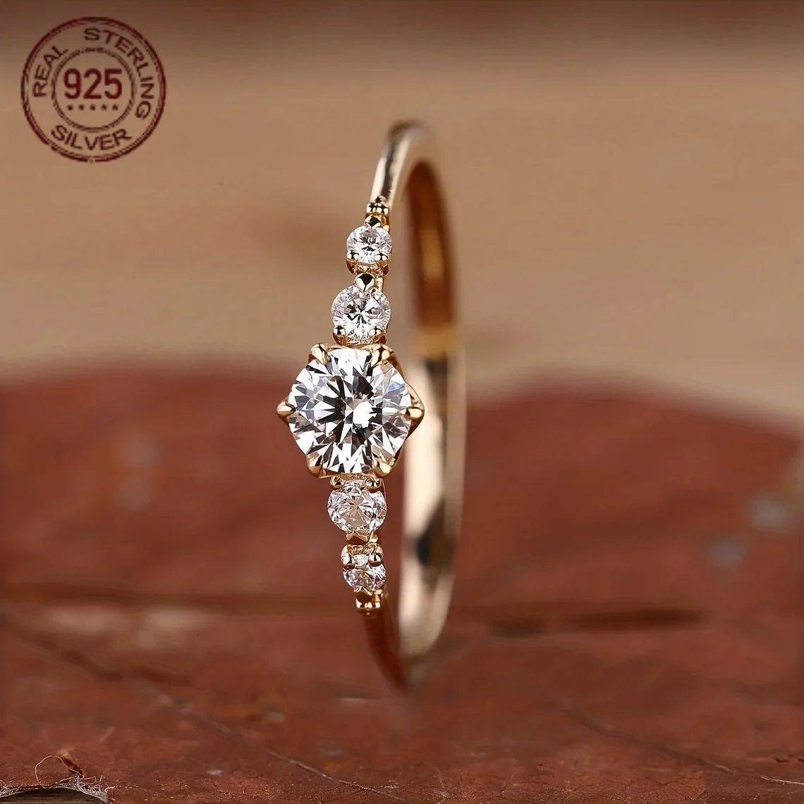 Delicate 925 Silver Rings For Women Six Claws Zircon 18K Gold Plated Promise Ring Luxury Wedding Bridal Fine Jewelry