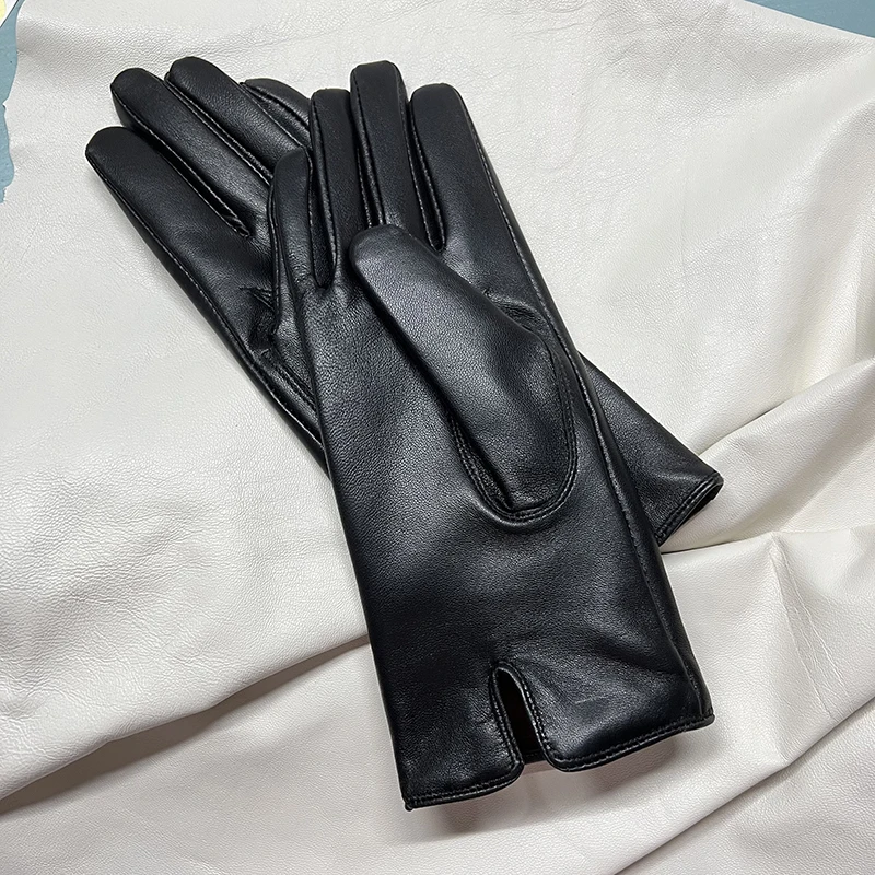 Genuine Leather Gloves 24cm Women Light Blue Thin Rayon Lining Straight Edition Style Men Pure Sheepskin Glove Color Driving