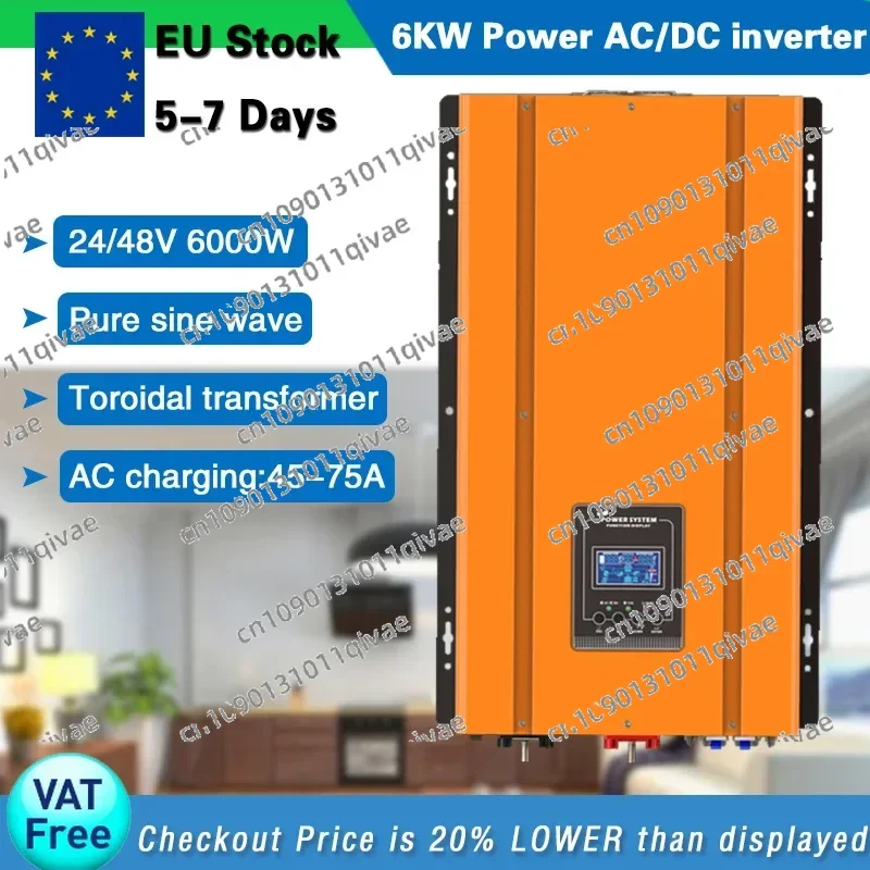 

Тормосходный трансформатор 6000Вт 48В 230В с низкочастотным кольцевым инвертором + функция зарядки + сухой контакт + RS485