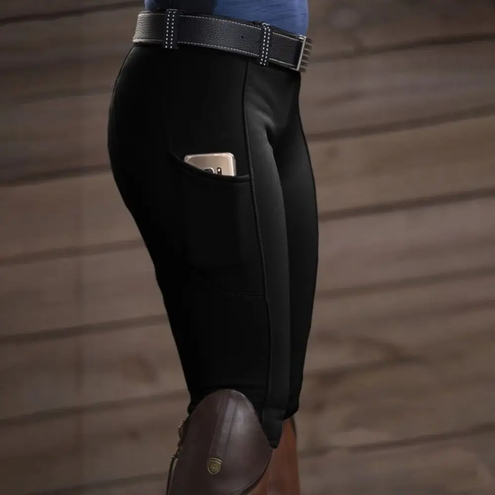 Pantalon équestre anti-boulochage avec poche pour téléphone, collants d'équitation minces, lifting des hanches, élastique, course de chevaux, fjCamping, vêtements