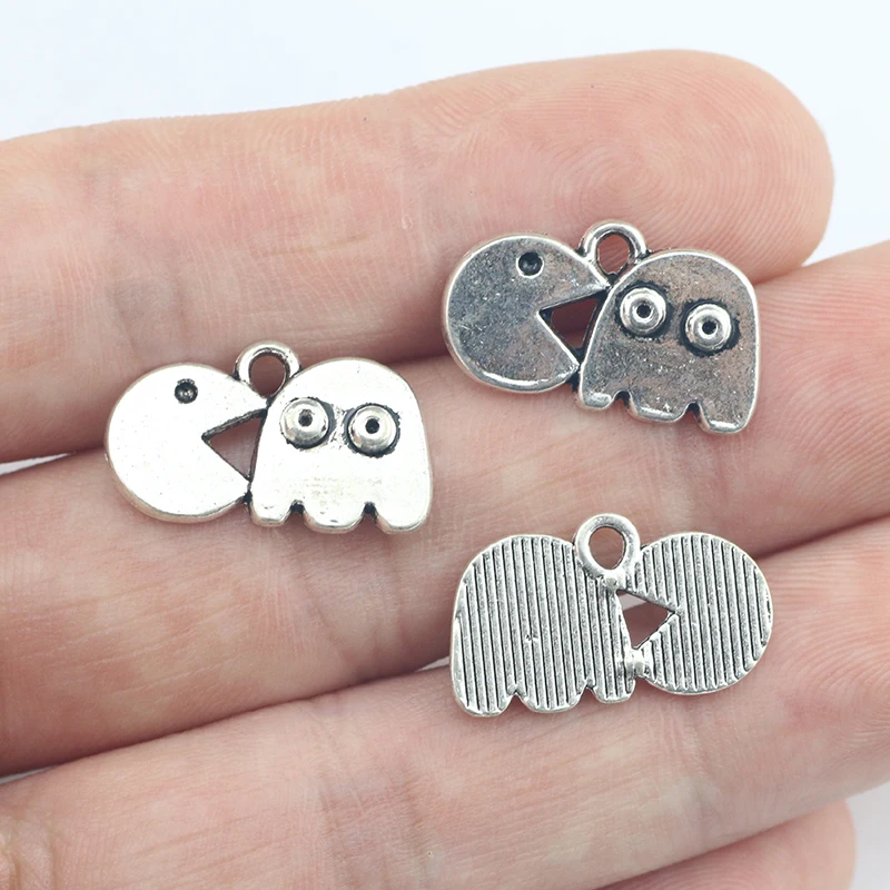 Newest 15Pieces 12*20mm Mixed Alloy Antique Silver Color Cute Cartoon Charms Necklace Pendant Accessory For DIY Jewelry Making