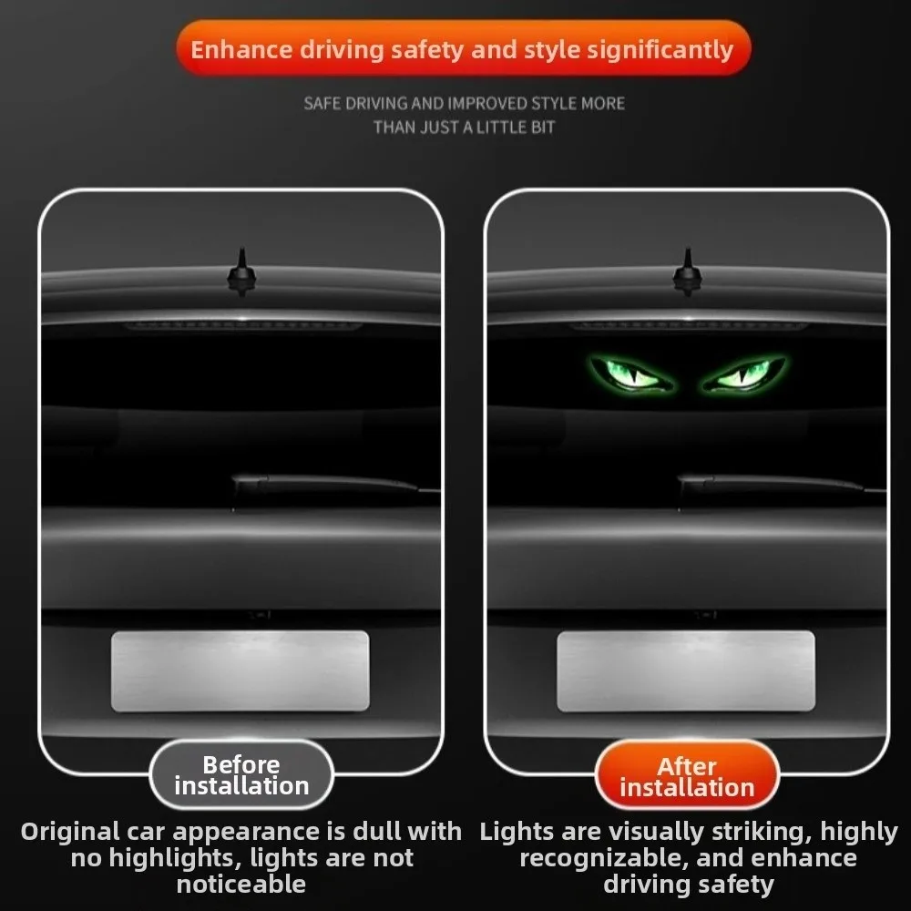 Gifts Wireless Solar LED Car Light Suction Cup Vibration Lights on Car Warning Light Dynamic Display Devil Eyes Car Lights
