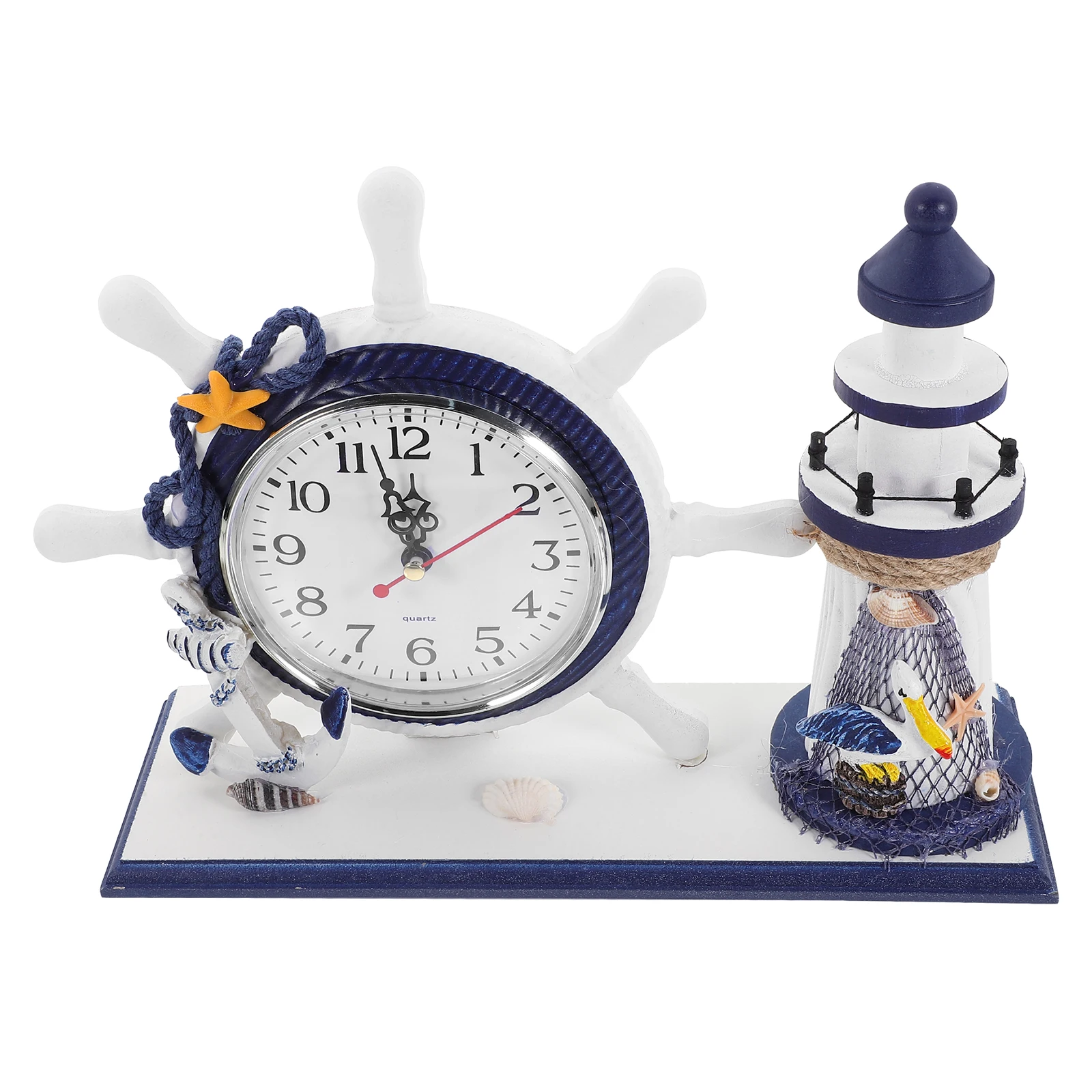 

Mediterranean Clock Decoration Nautical Home Ocean for Decorative Decorate Oceans Wall Lighthouse Bamboo Ornament Student