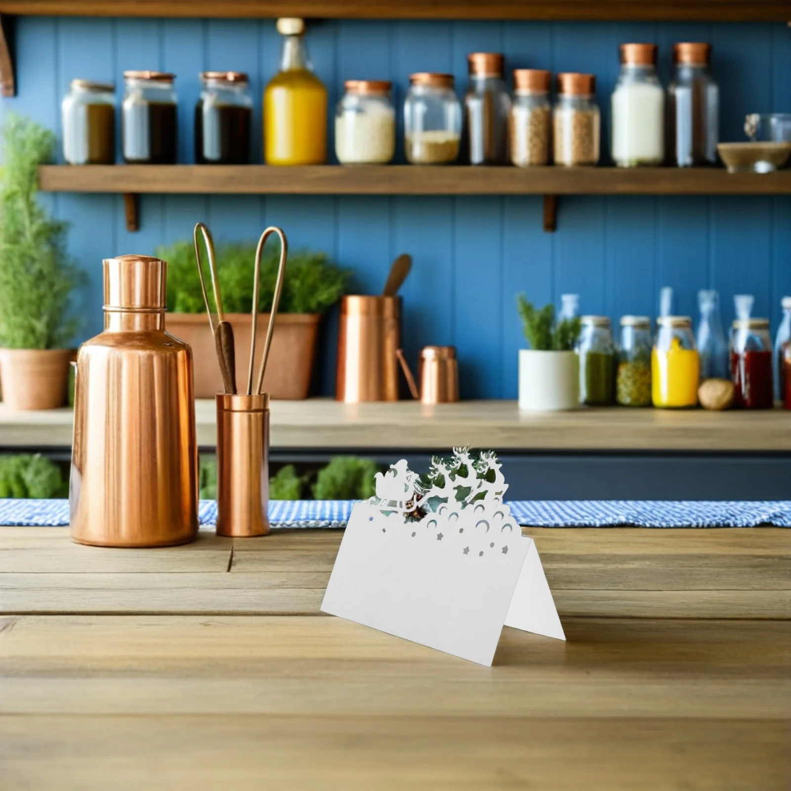 

50Pcs Reindeer Design Christmas Place Cards Holiday Dinner Table Setting Blank Seating Cards Wedding Event Seat Card