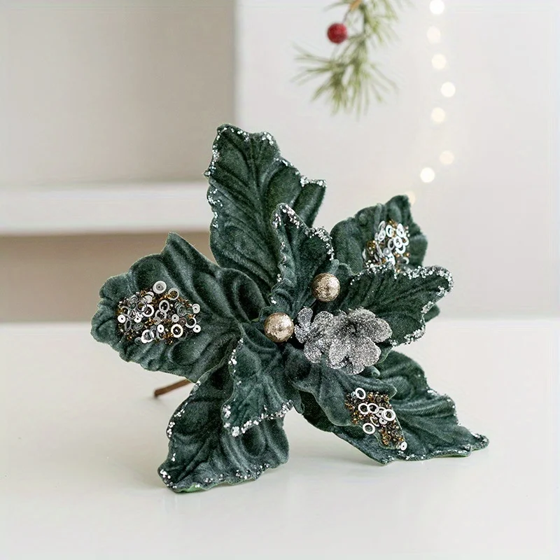Festive 8.66inch Christmas Poinsettia Decorations - DIY Home Decoration Vibranet Material Suitable for Xmas New Year Winter