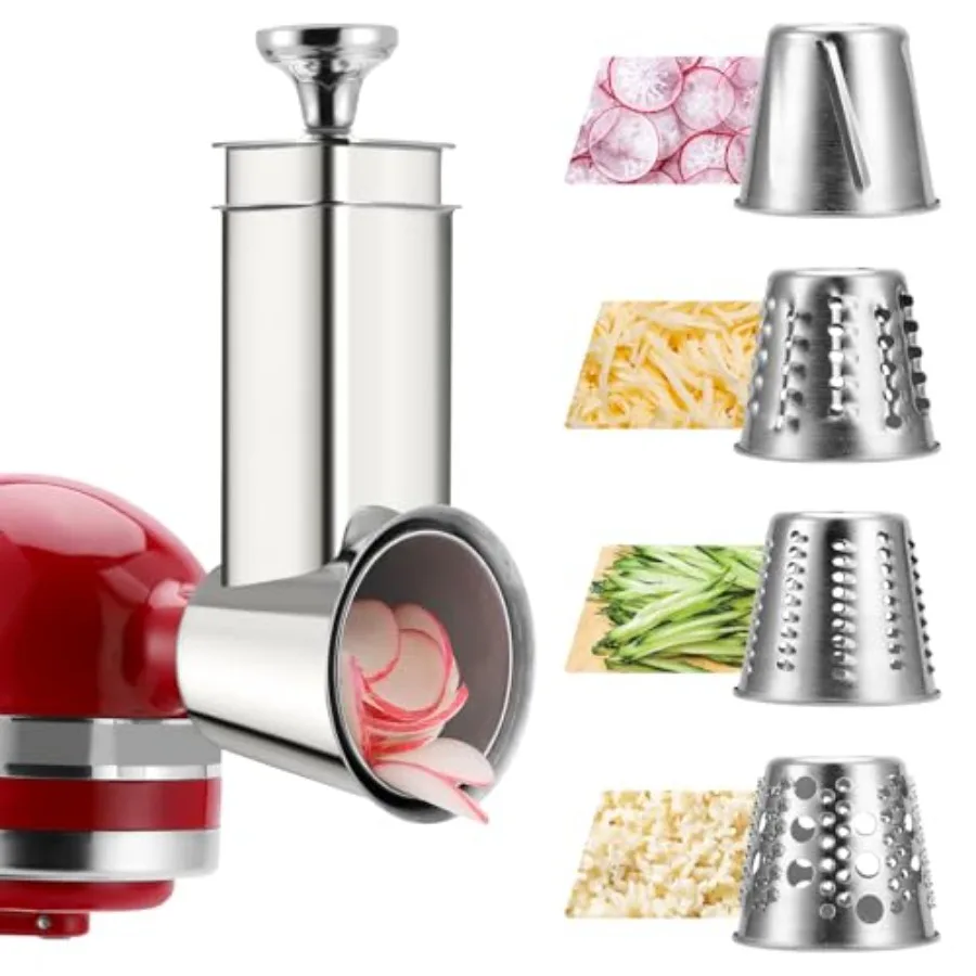 

Stainless Steel Slicer Shredder Attachment for KitchenAid Mixers Dishwasher Safe Cheese Grater Attachment Food Slicer and Veget