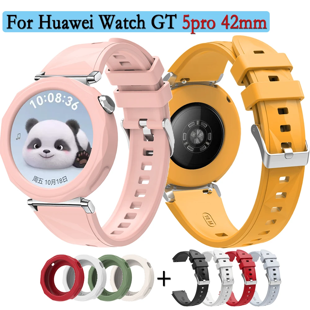 สําหรับนาฬิกา Huawei GT 5pro 42 มม.+ สายนาฬิกาคุณภาพสูงทนทานและสายซิลิโคนอ่อนนุ่มแยกสายรัดข้อมือตกแต่ง