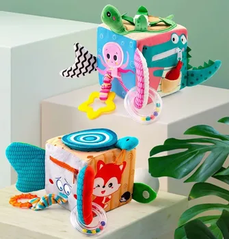 Çocuklar Yumuşak Yapı Taşları Seti Bebek Bezi Bebek Oyuncak Yumuşak Peluş Çıngıraklar Bebek Erken Eğitici Oyuncaklar Hayvanlar Şekli İstifleme Küp