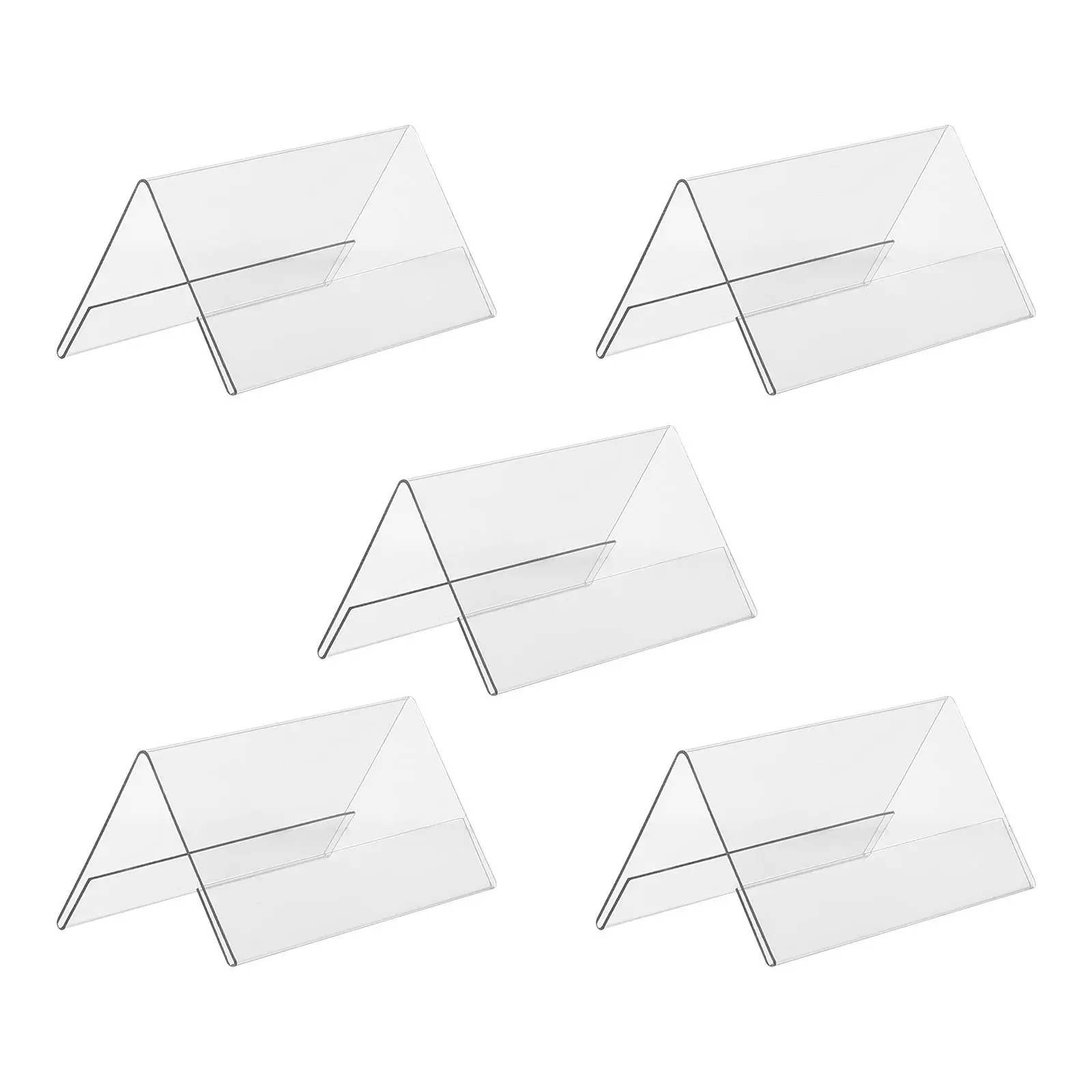

5pcs Acrylic Display Board 120x60mm Clear Double-sided Cards Seating Easel Table Name Plate Conference Guest Card Holder Desk