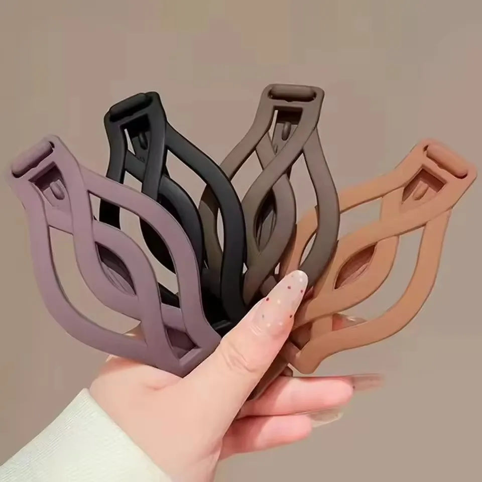 1/4PCS French Flat Round Hair Clips Vintage Twisted Non-Slip Buckle for Thick Thin Hair Women Girls