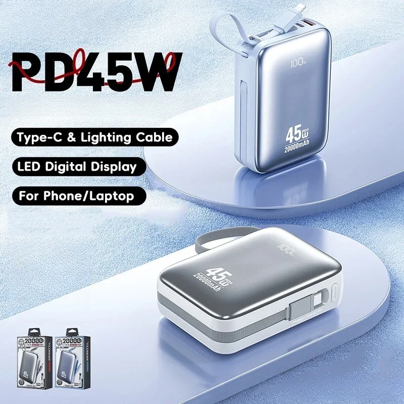 

20000mAh 45W PD Power Bank 10000mAh Portable USB C Cable Fast Charging Mobile External Battery For iPhone Samsung Xiaomi Laptop