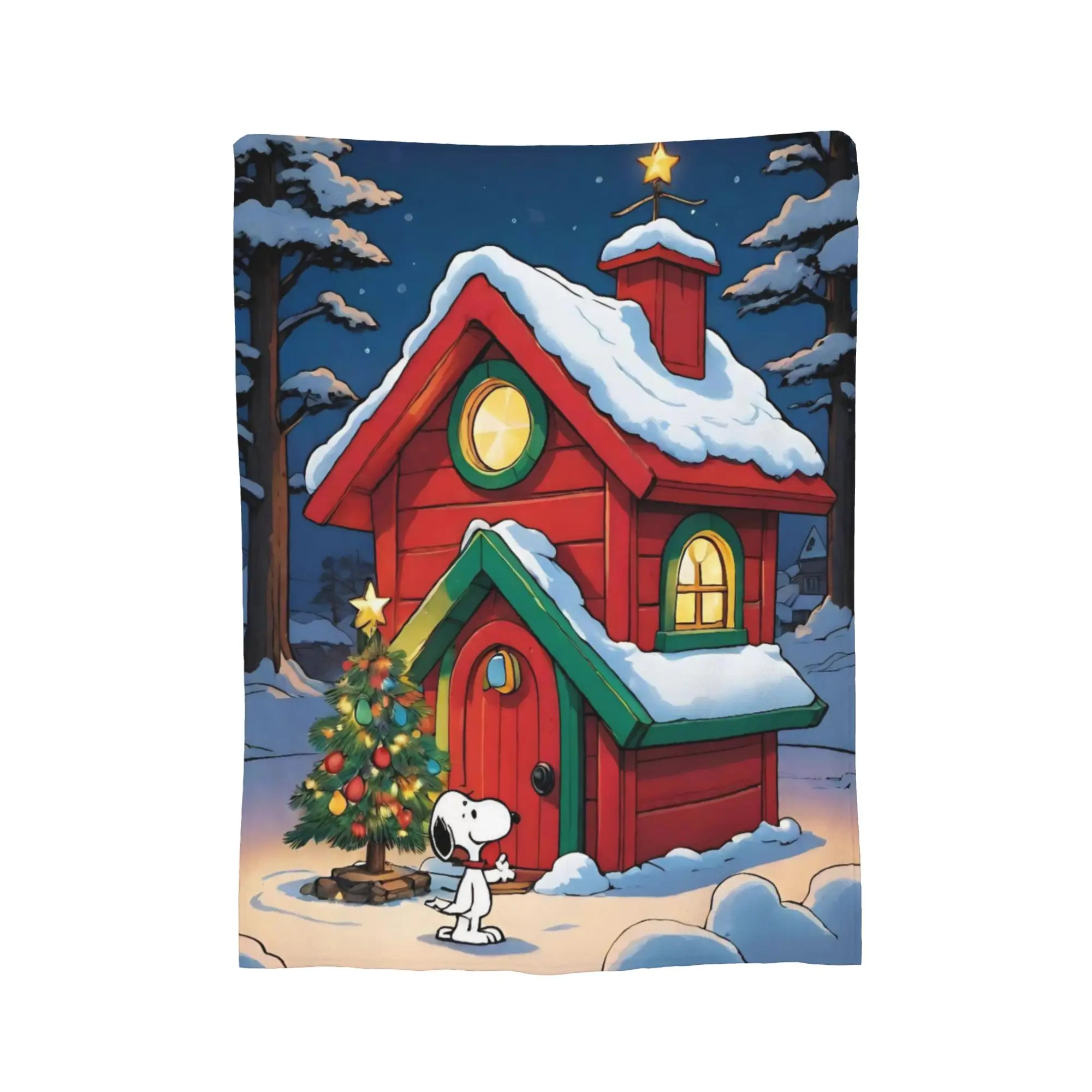 بطانية سنوبي كارتونية لعيد الميلاد، بطانيات ناعمة وخفيفة الوزن متعددة المقاسات للأريكة والسرير #2