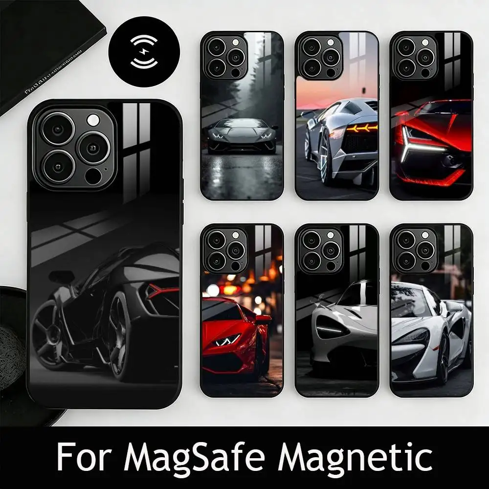 

Чехол для телефона с узором C-Car для iPhone 17, 16, 15, 14, 13, 12, 11 Plus, Pro, магнитный, для беспроводной зарядки Magsafe