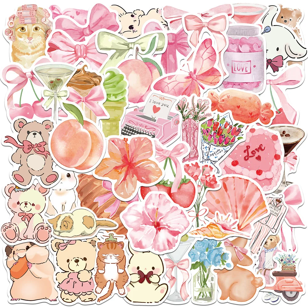 50 Uds. De pegatinas divertidas rosas, palabras en inglés, manuales exquisitos, materiales, fundas para teléfono, maletas para ordenador portátil, tazas de agua, pegatinas impermeables