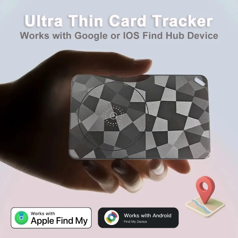 

Беспроводная GPS-карта-трекер для Apple/Android Find My: ультратонкий локатор для ключей, домашних животных, багажа, кошельков, кошек, собак с беспроводной зарядкой