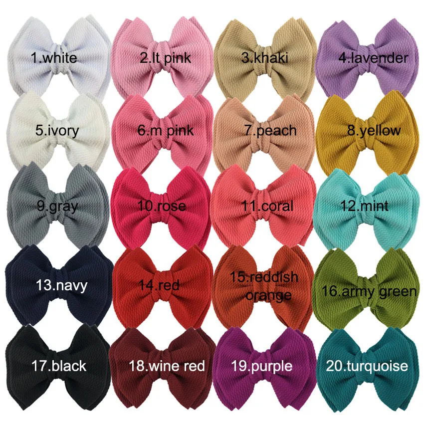 36pc/lot 5inch Solid Cotton Fabric Bow BB Hair Clips Girls Hair Bow Hairpins ,School Girl Knotbow Headdress Hair Accessories