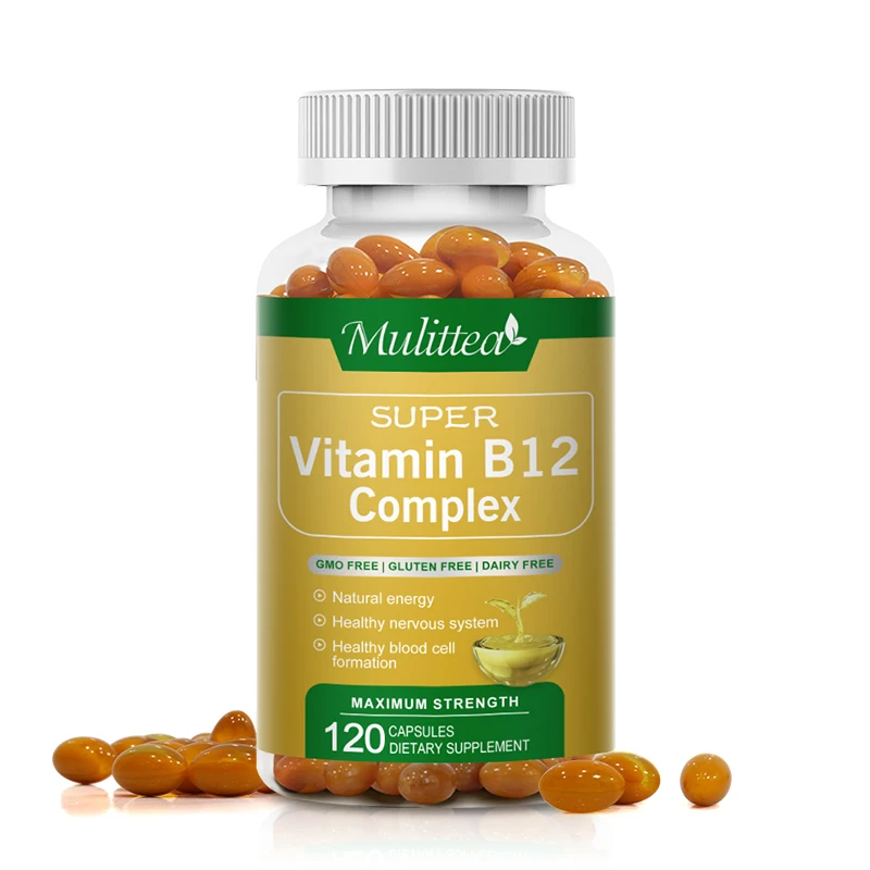 Mulittea  Vitamin B Complex Capsules (B12 B1 B2 B3 B5 B6 B9 Folic Acid &Biotin) for Skin Care Relieve Fatigue Improve Digestion