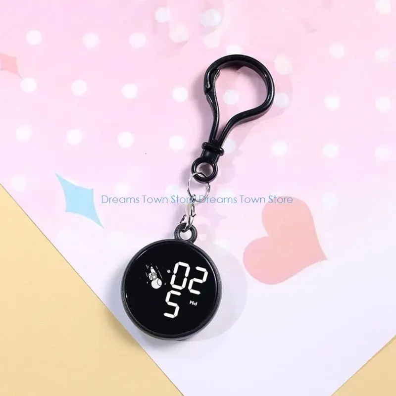 HX6A Unisex Electronic Hanging Watch Keychain Pocket Watch Digital Clock Kids Gift