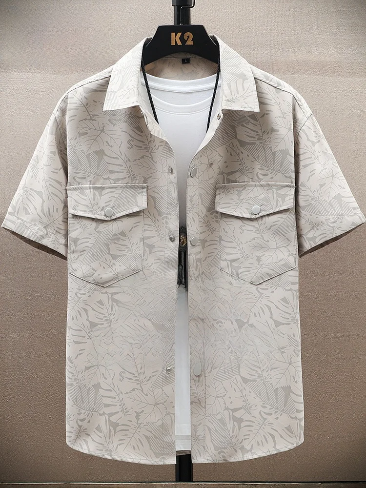 

MoChao Summer Trendy Large Size ort Sve Loose Fit Collared Men's irt Breathable Lightweight Polyester Fiber Casual Wear