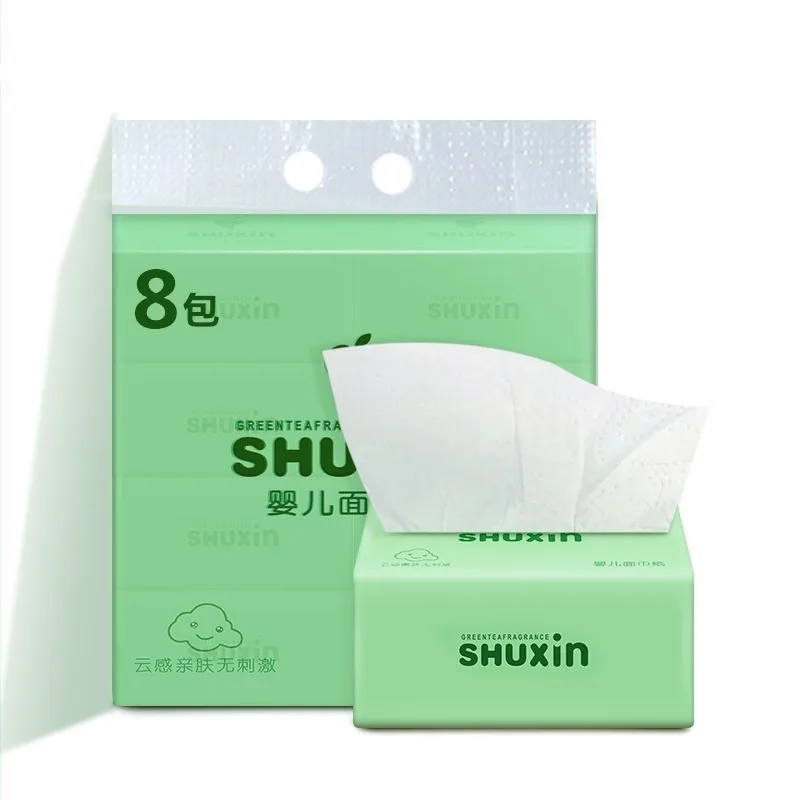 

Home Drawing Paper 8 Packs Wood Pulp Tissue Paper Soft Comfort Facial Tissue 3-Ply Disposable Toilet Paper Healthy Hotel Napkins