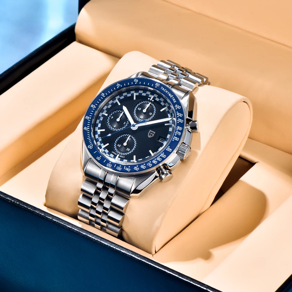 パガーニデザイン 2025年新作 メンズ腕時計 クォーツ時計 男性用 高級クロノグラフ腕時計 ARサファイアミラー 夜光 防水時計