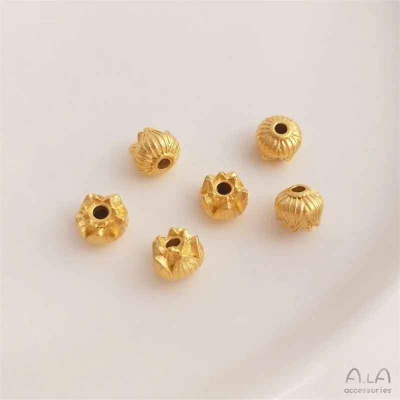 Vietnam Sand Golden Lotus Flower Beads Strawberry Plum Blossom Cat Paw Gourd Through Hole Bead Diy Handmade Jewelry Accessories