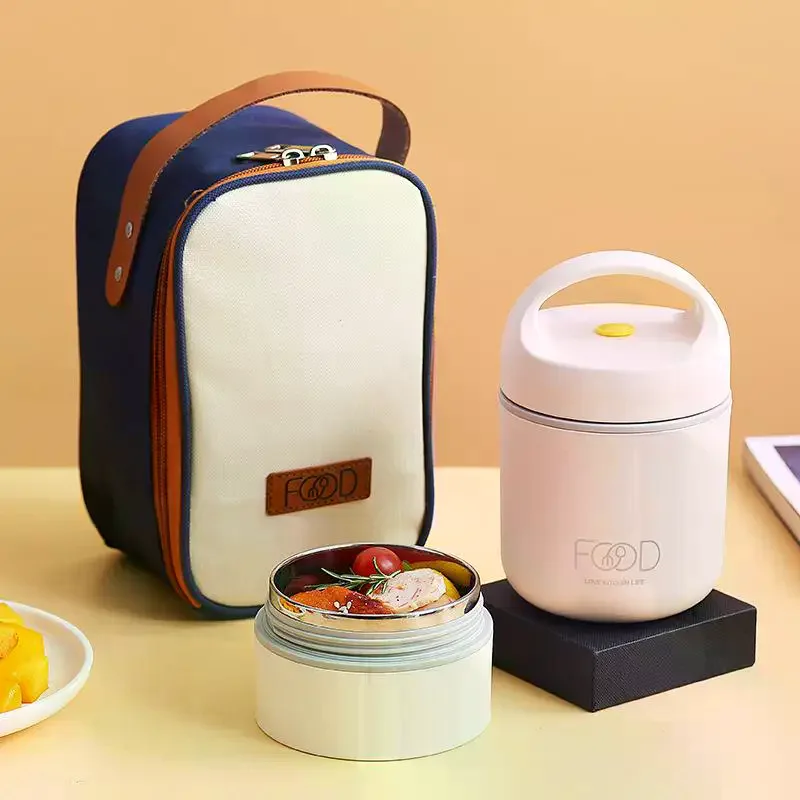 2 Layer Bento Lunch Box Stainless with Bag thermal 304 Stainless Steel Keep Warm 5h Free Spoons