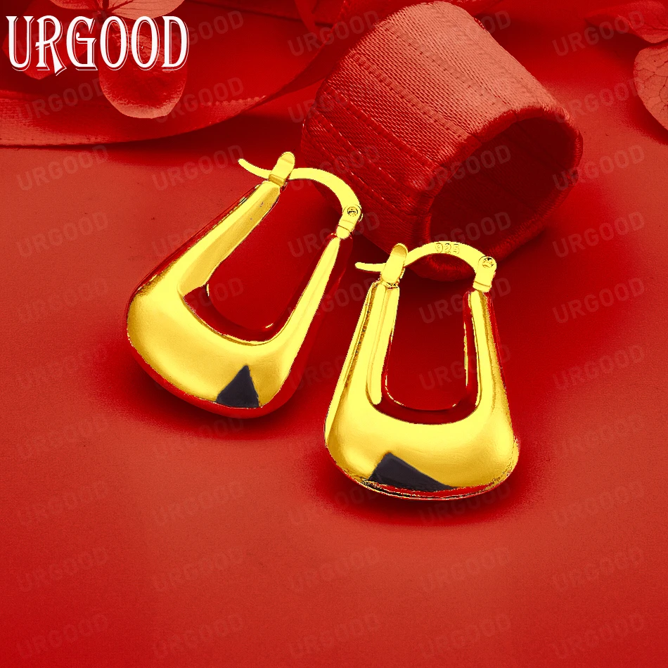 

Серьги из стерлингового серебра 925 пробы, золото 18 карат, очаровательные серьги геометрической формы для женщин, вечерние, помолвочные, свадебные, очаровательные ювелирные изделия, подарок