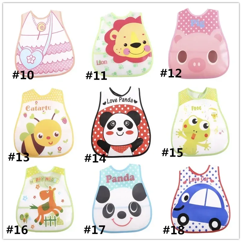 10pcs/Lot Fashion Cartoon Baby Soft Bibs Waterproof Burp Cloths for Children Self Feeding