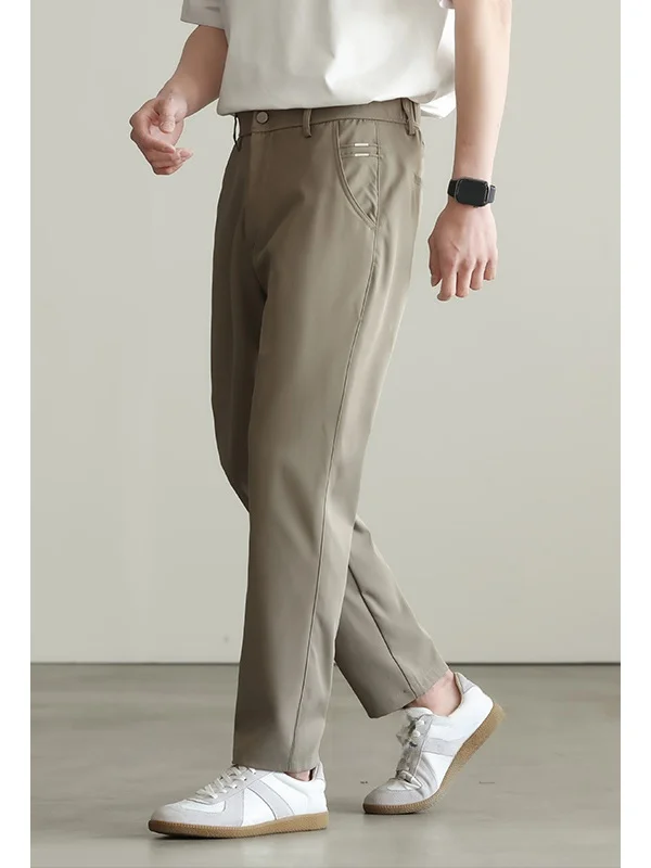

American Summer Design Khaki Cone Nine-Piece Pants Men's Thin Commute Casual Straight Leg Small West Pants