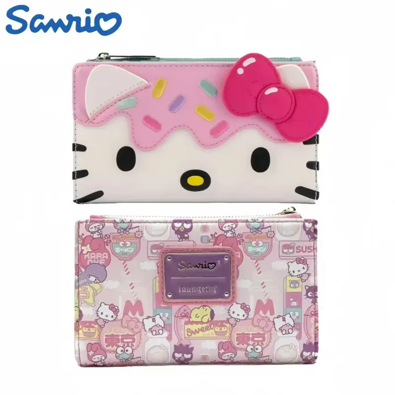 

New Anime Original Sanrio Hello Kitty Purse Clutch Purse Women Purse Adult Birthday Gifts Card Bag Double Fold Pink Holiday Gift