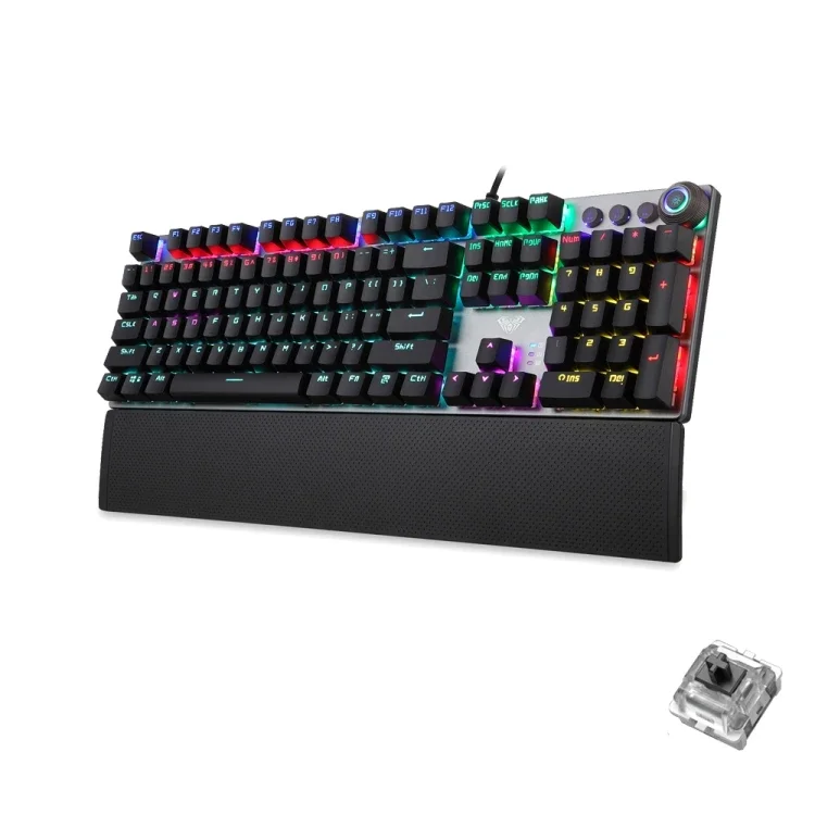 

Hot Selling AULA L2098 108 Keys USB RGB Light Wired Mechanical Gaming Blue Axis Keyboard