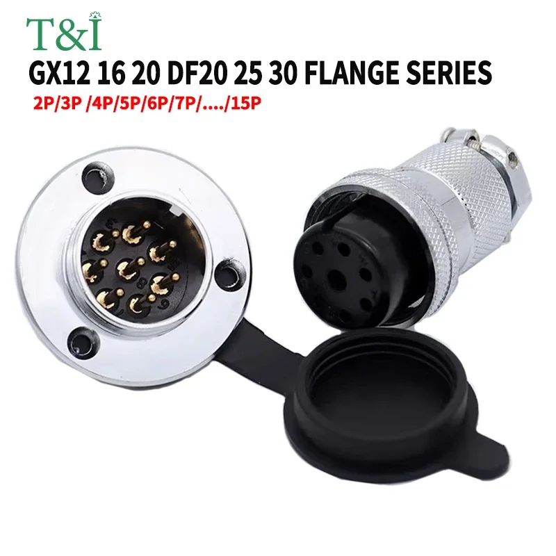 

5/100Sets GX12 GX16 GX20/25/30 M25 Aviation Plug Socket Flange Mounting 3-Hole Fixing 2/3/4/5/6/7/8/9/10/12/14/15pin Connector