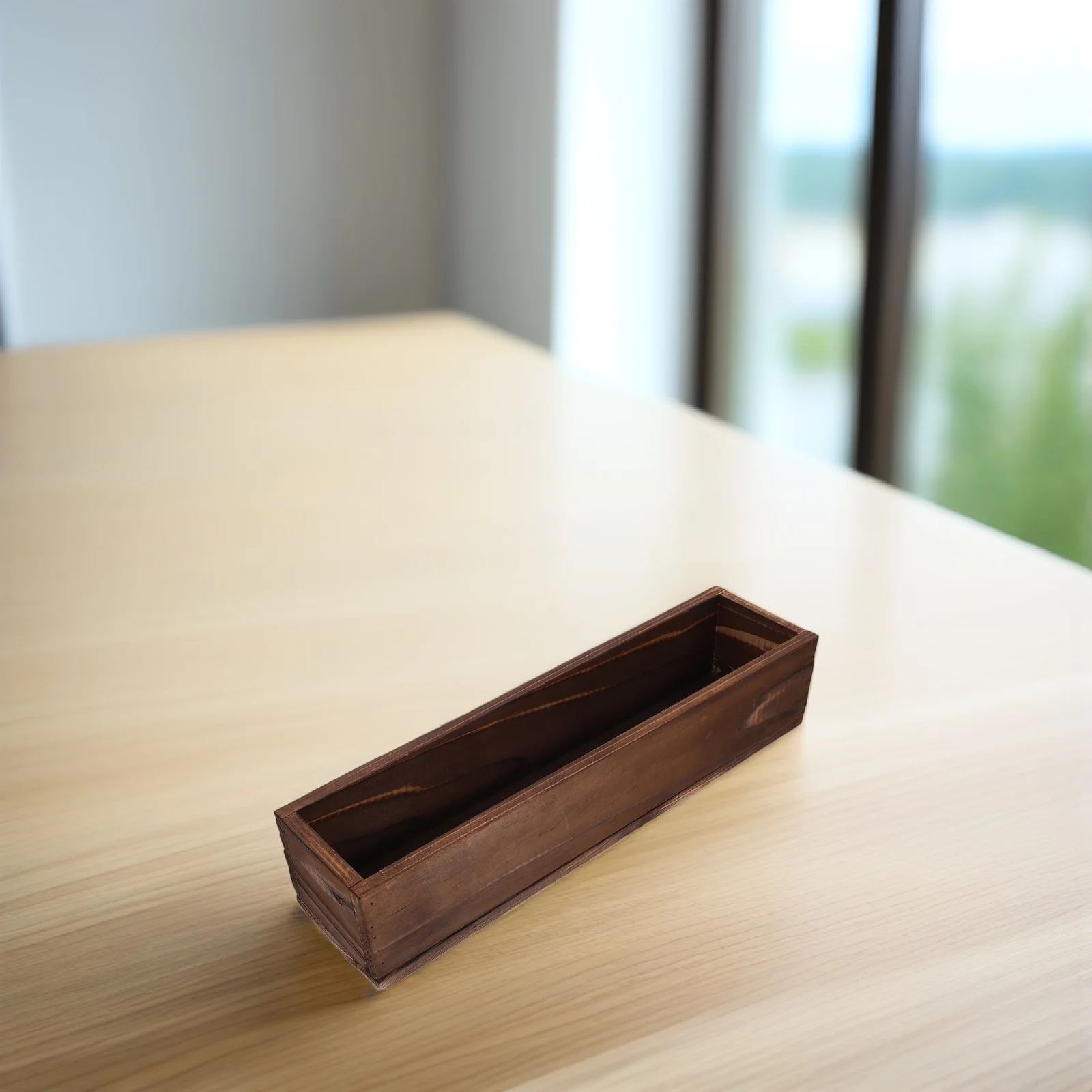 

Wooden Flower Pot Dark Brown Planters Succulent Pots Vegetable Rectangular Vase Bonsai Planter Cactus Pots Window Boxes Outdoor