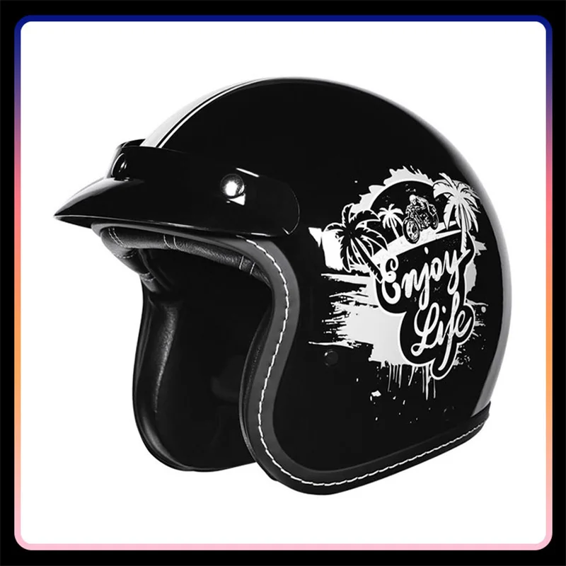 Retro Jet Helmets for Motorcycle Vintage 3/4 Open Half Face Helmet for Men Women Motorbike Riding Scooter Cruiser DOT Approved