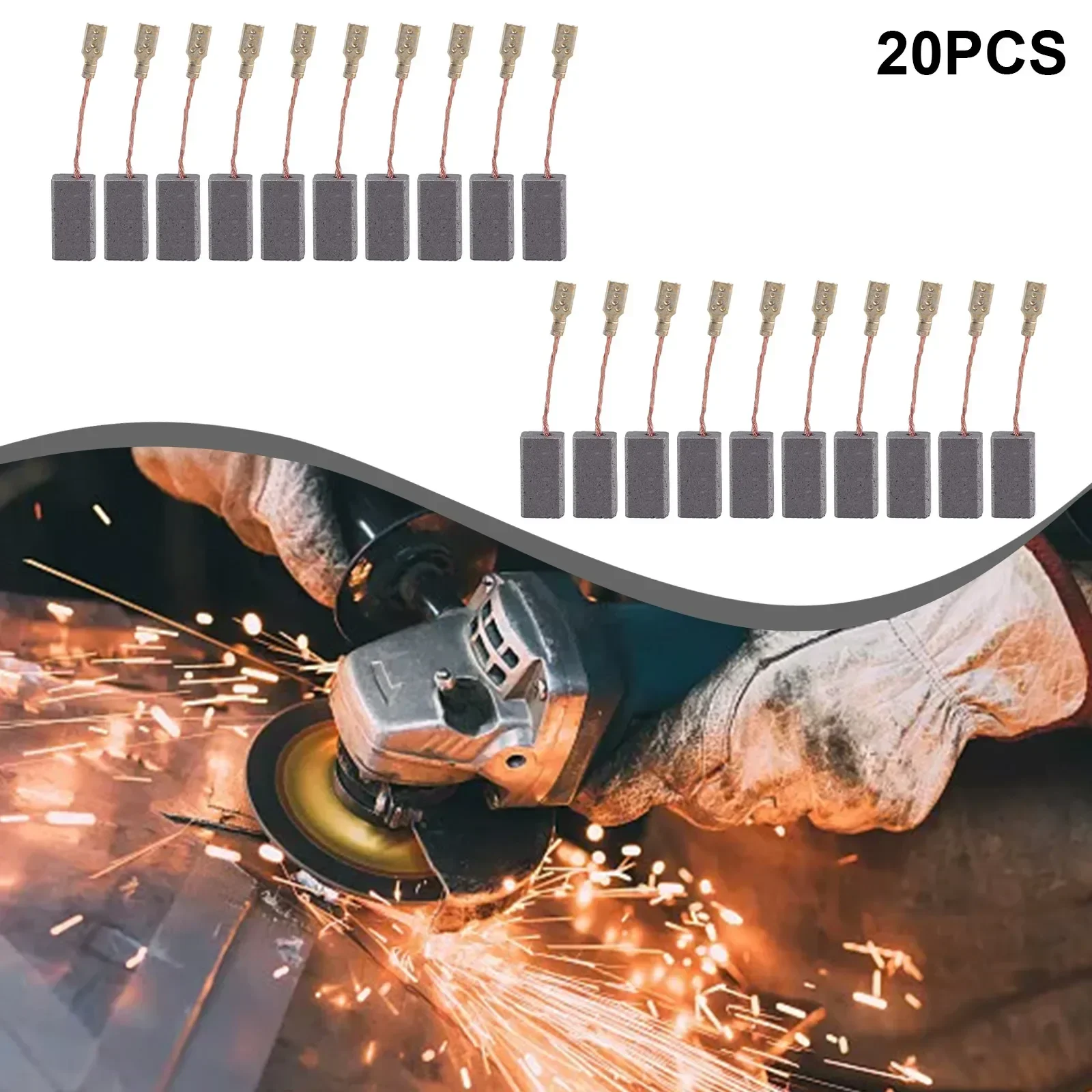 

20PCS Carbon Brushes With Wire Leads Carbon Brushes For Angle Grinder Motor Carbon Brushes Power Tool Accessories 15x8x5mm