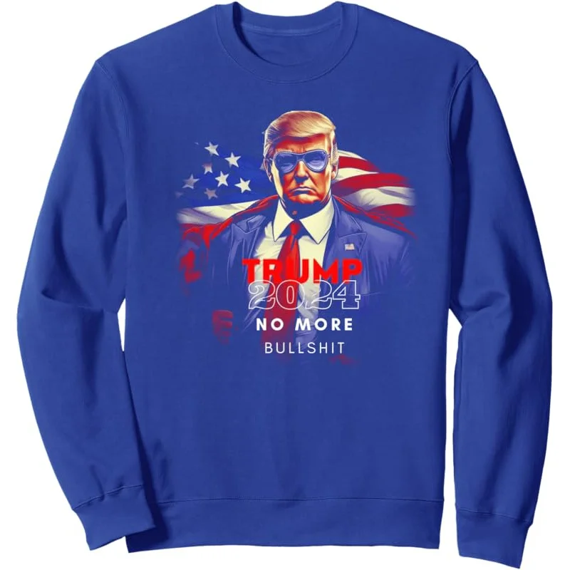 Trump 2024 No More Bullshit American Flag Sweatshirt