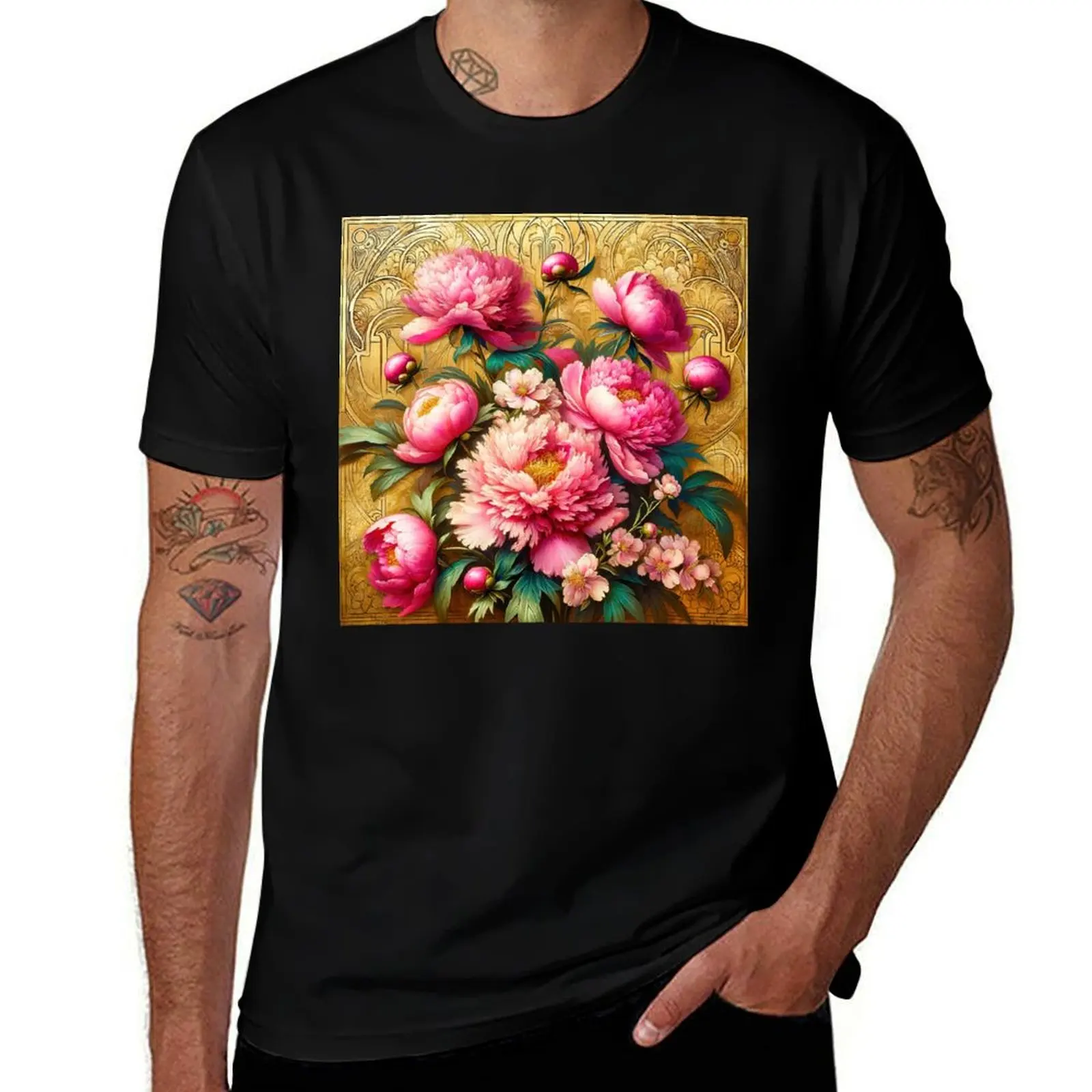 

for T-Shirt man shirt Alphonse t Pink Peonies man casual shirt summer t shirt man t Mucha