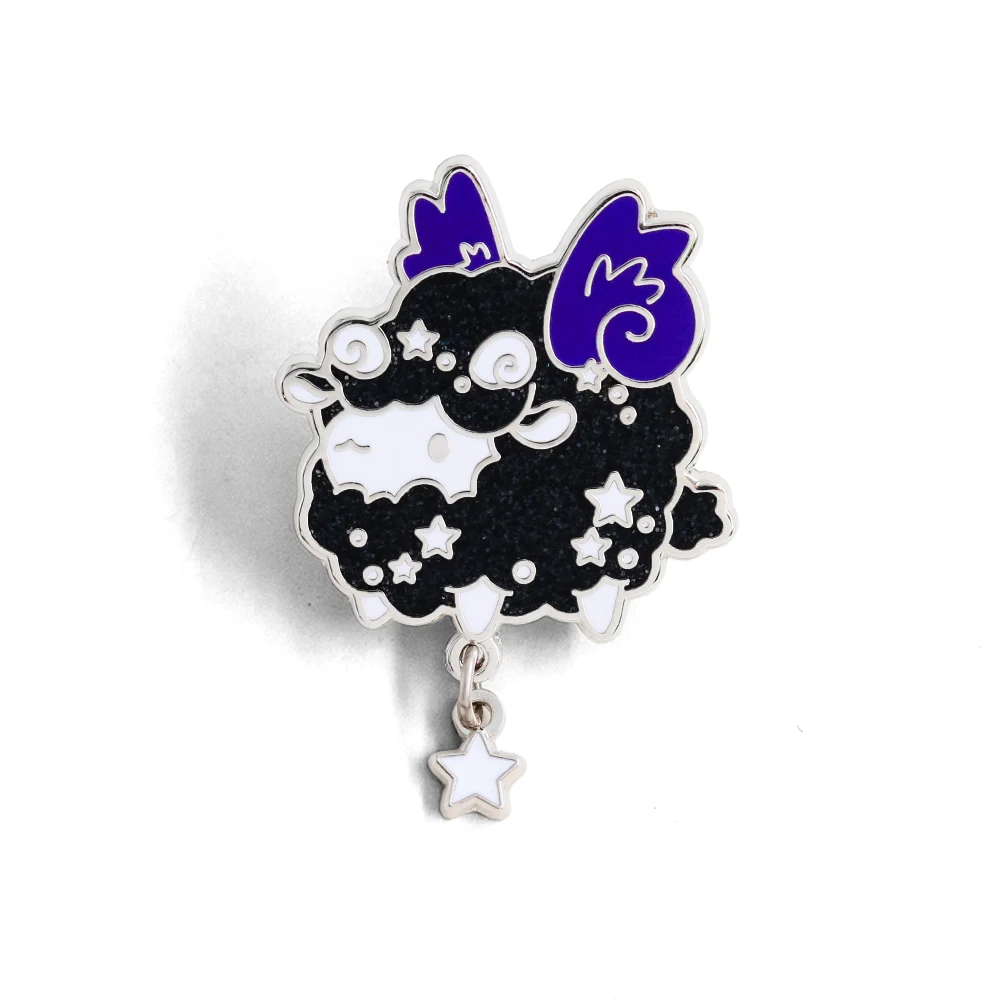 Dark Star Black Sheep Brosche, blaues, geflügeltes, niedliches Cartoon-Tier-Abzeichen, modischer Kragen-Schmuck, Emaille-Anstecker, Kleidungsaccessoires, Geschenke – Detail 1