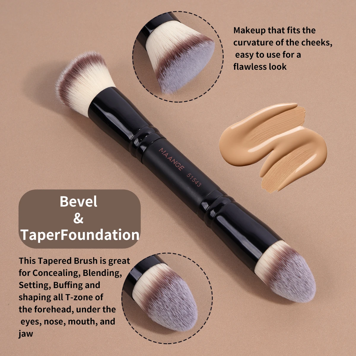 MAANGE Make-up-Pinsel-Set, Foundation-Kontur-Gesichtspinsel mit Puderquasten, perfekt für Wange, Stirn, Kiefer, Nase, Mischung, Schönheit