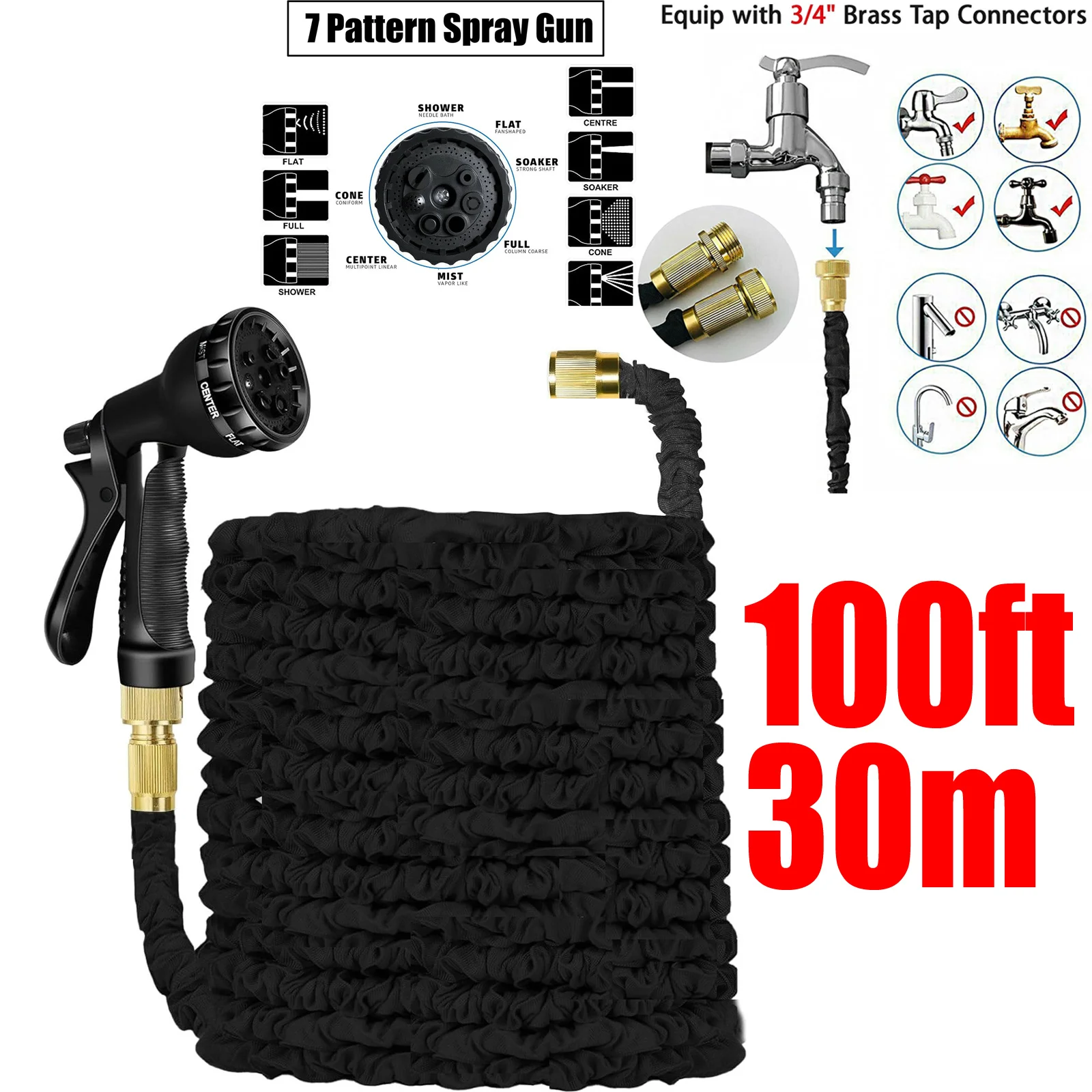 Expandable Flexible Garden Hose with Spray Gun