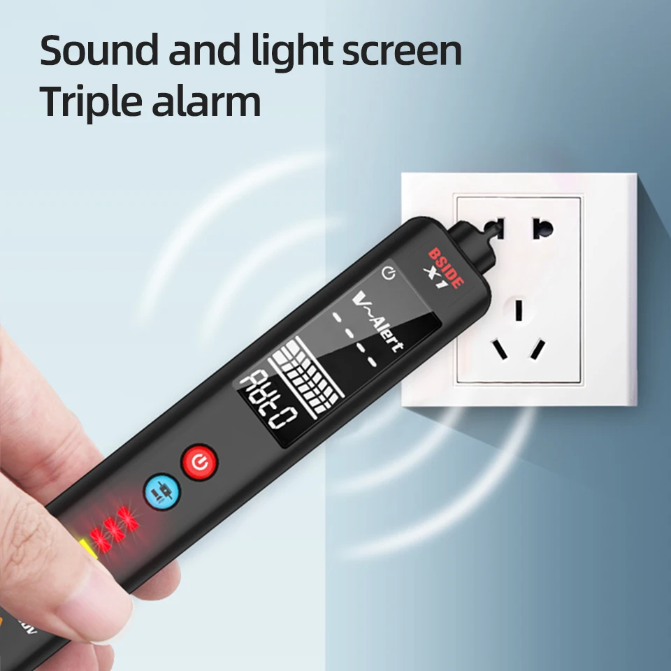 BSIDE X1 Non-contact Voltage Detector Tester Multimeter Intelligent Electric test pencil Large screen Live wire Hz Ohm NCV Meter