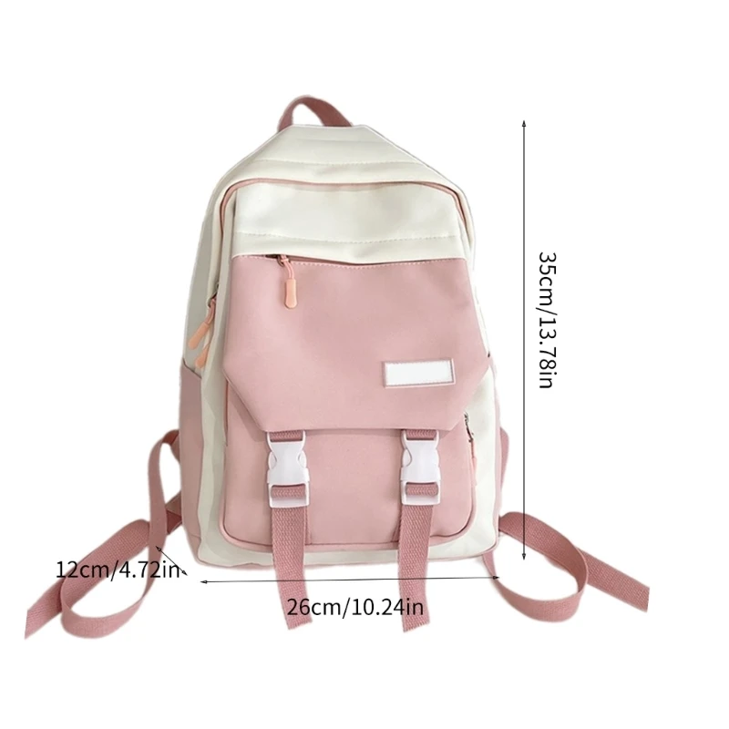 Women Contrasting Color Backpack Girl Small Travel Backpack Student Schoolbag Zippered Daypack for College Work Casual